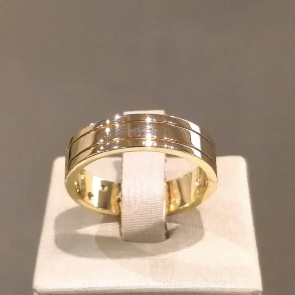 Par de Alianças de Casamento Reta 5 Brilhantes - Image 2