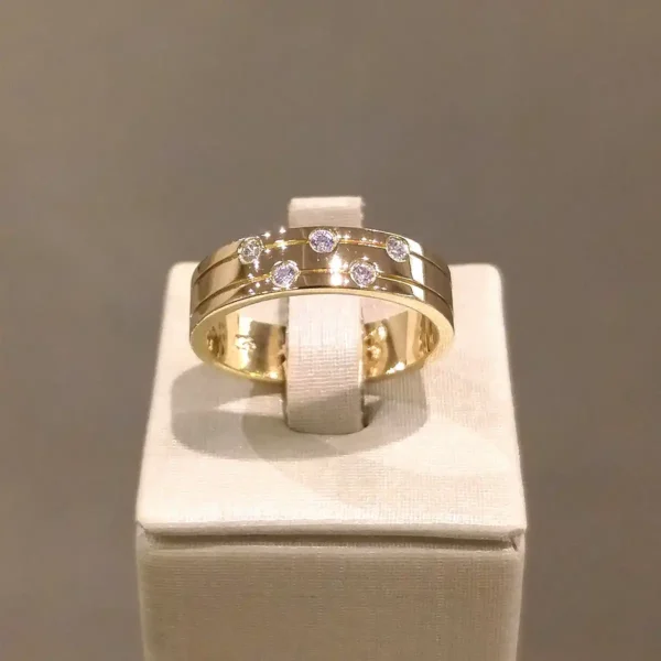 Par de Alianças de Casamento Reta 5 Brilhantes - Image 7