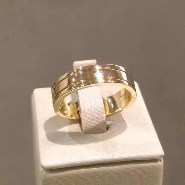 Par de Alianças de Casamento Reta 5 Brilhantes - Image 4