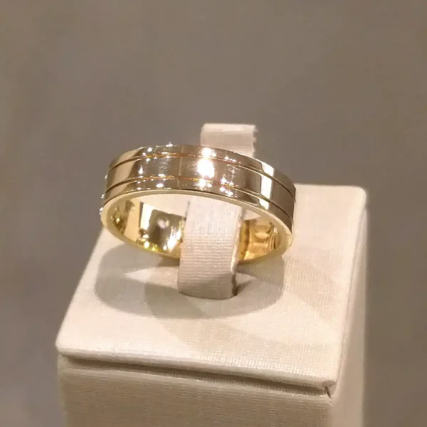 Par de Alianças de Casamento Reta 5 Brilhantes - Image 6