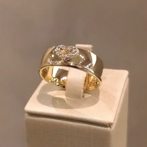 Par de Alianças de Casamento Coração 10 Brilhantes - Image 5