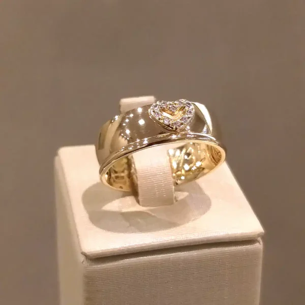 Par de Alianças de Casamento Coração 10 Brilhantes - Image 3