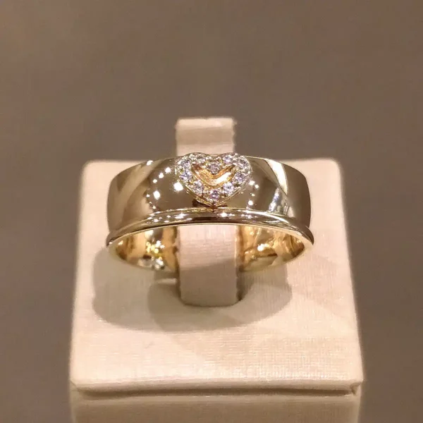 Par de Alianças de Casamento Coração 10 Brilhantes - Image 7