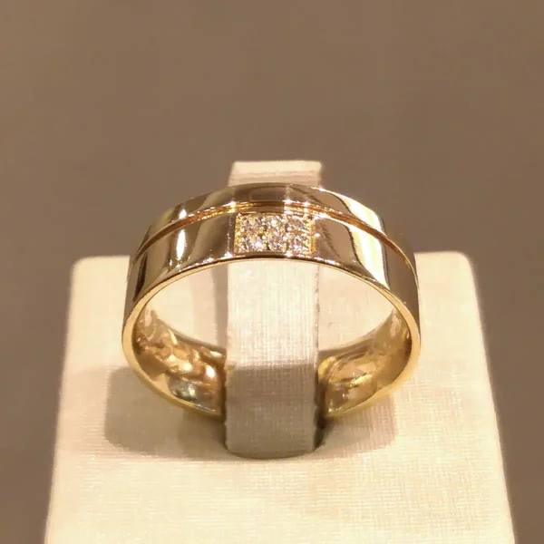 Par de Alianças de Casamento Reta 6 Brilhantes