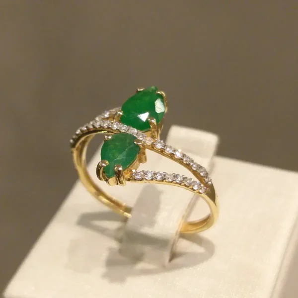 Anel de Jade Gotas com Brilhantes - Image 2